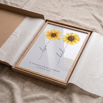 Personalized Sunflower Friends Print | Custom Name Floral Wall Art