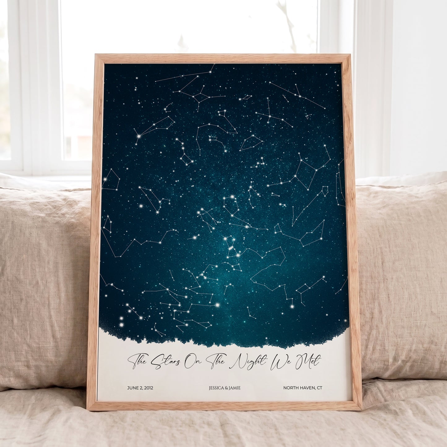 Personalized Star Map Print | Custom Night Sky Poster with Background & Landscape Options