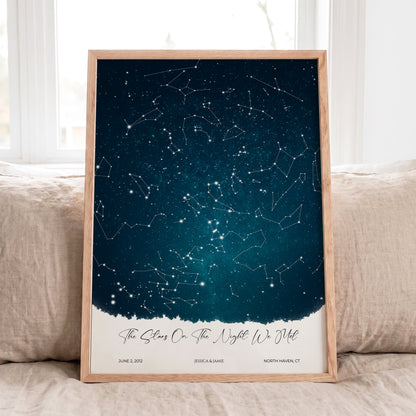 Personalized Star Map Print | Custom Night Sky Poster with Background & Landscape Options