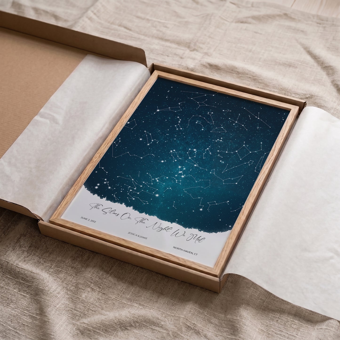 Personalized Star Map Print | Custom Night Sky Poster with Background & Landscape Options