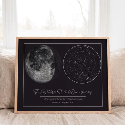 Personalized Star Map & Moon Phase Print | Custom Night Sky Poster with Moon Phase