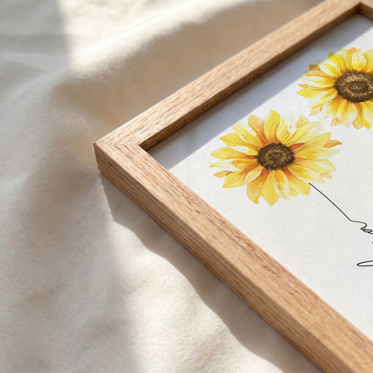 Personalized Sunflower Friends Print | Custom Name Floral Wall Art