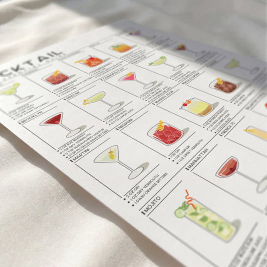 The Essential Cocktail Guide Poster | Cocktail Recipe Print