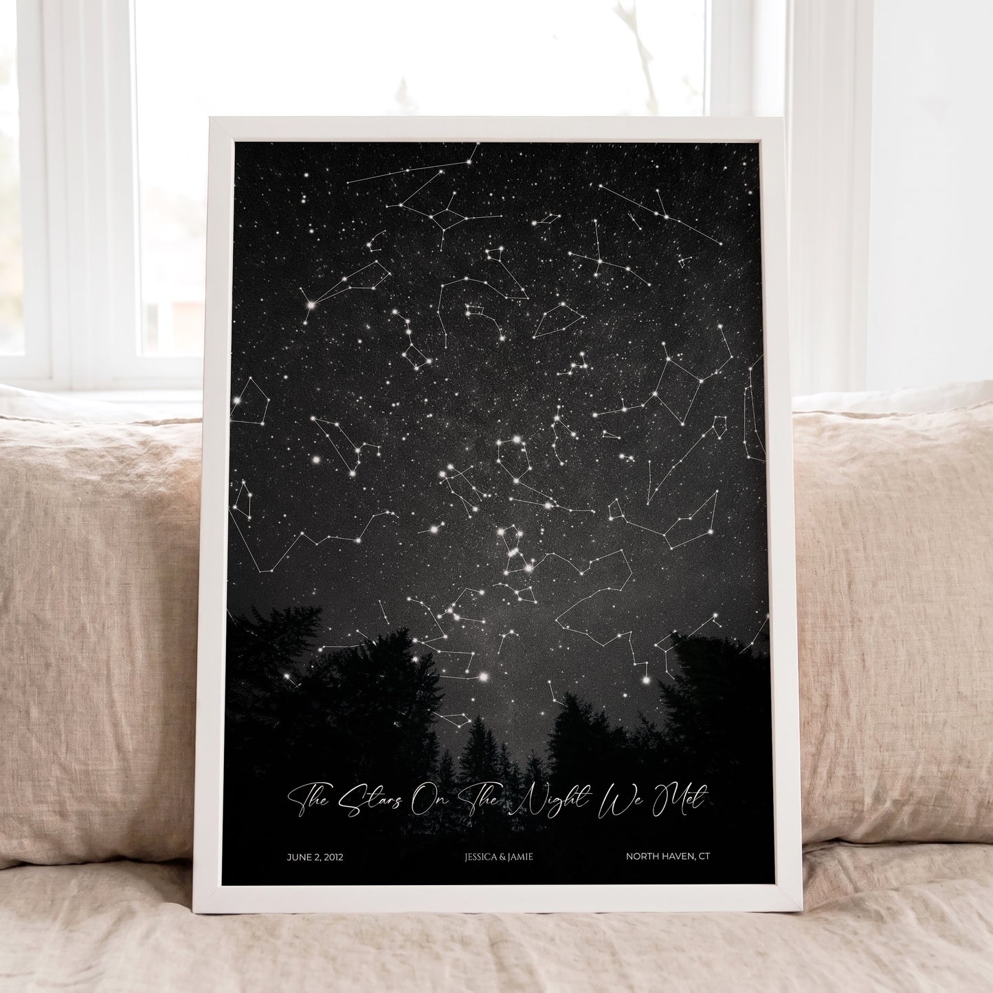 Personalized Star Map Print | Custom Night Sky Poster with Background & Landscape Options