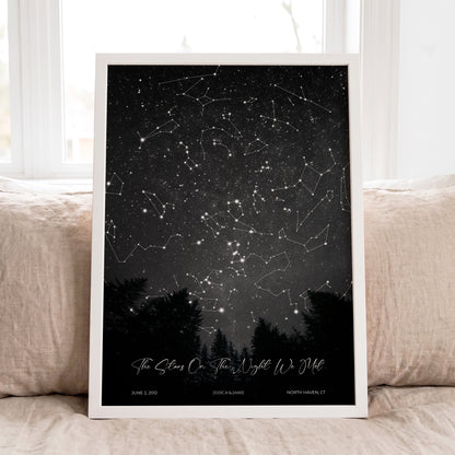 Personalized Star Map Print | Custom Night Sky Poster with Background & Landscape Options
