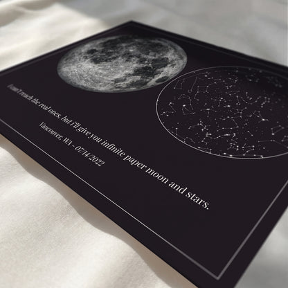 Personalized Star Map & Moon Phase Print | Custom Night Sky Poster with Moon Phase