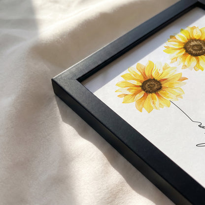 Personalized Sunflower Friends Print | Custom Name Floral Wall Art