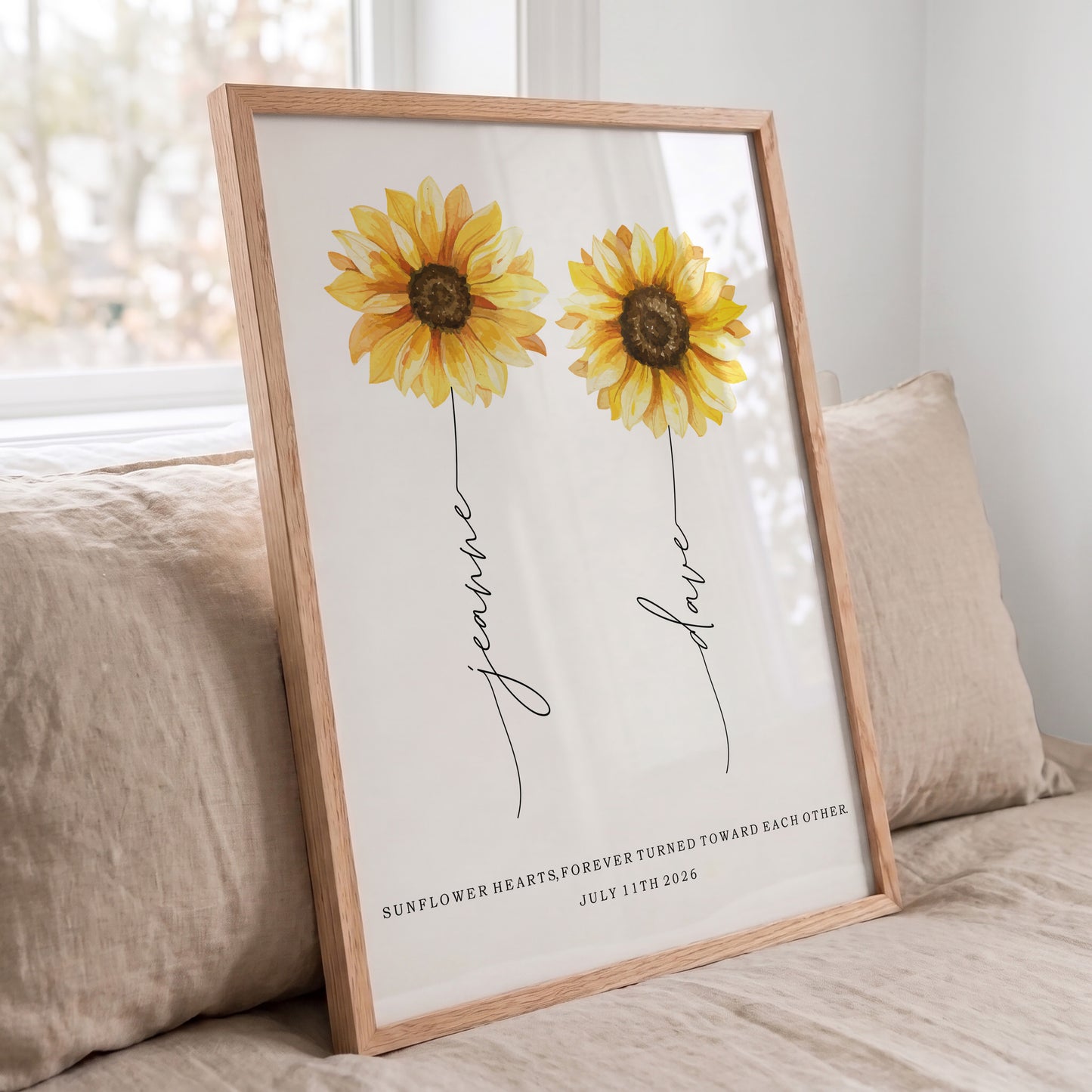Personalized Sunflower Friends Print | Custom Name Floral Wall Art