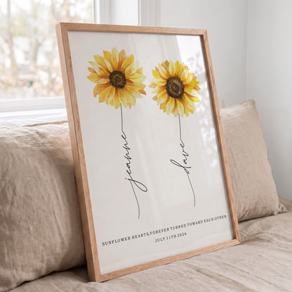 Personalized Sunflower Friends Print | Custom Name Floral Wall Art