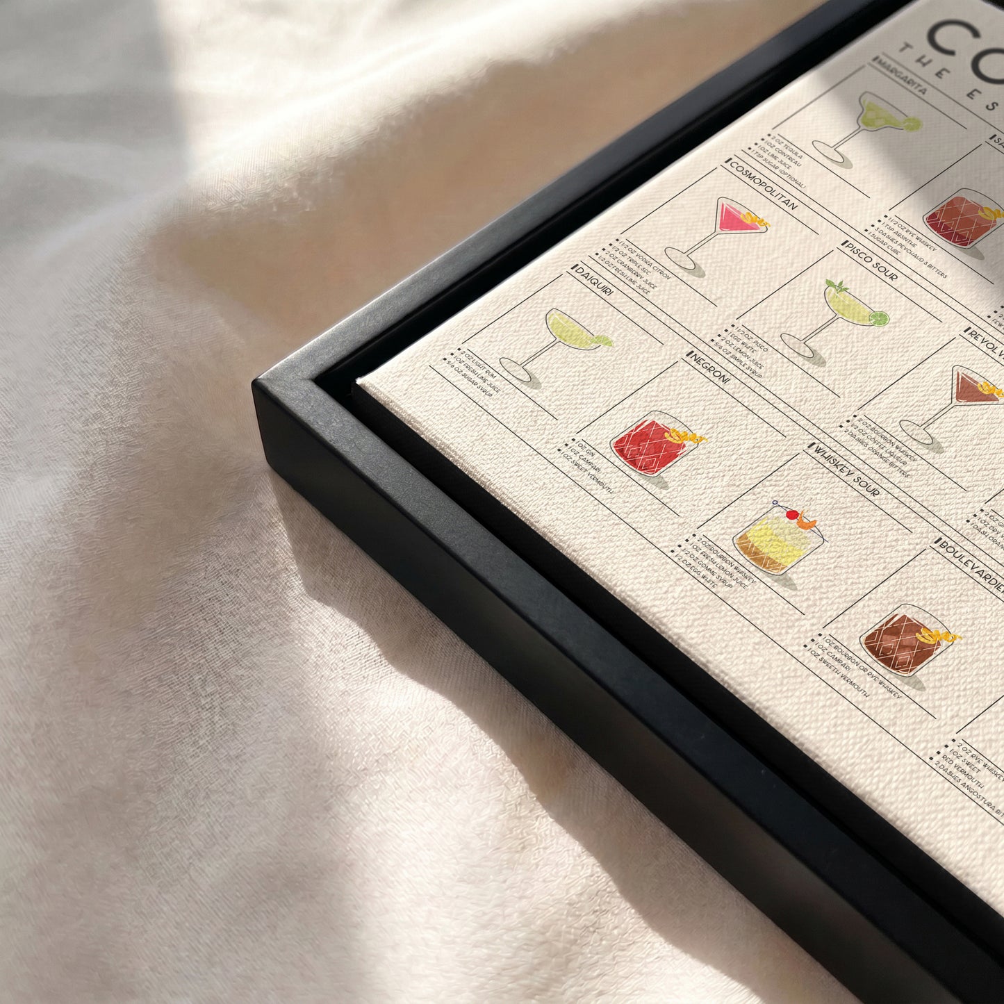 Cocktail Recipes Poster – Illustrated Cocktail Guide (Horizontal Version)