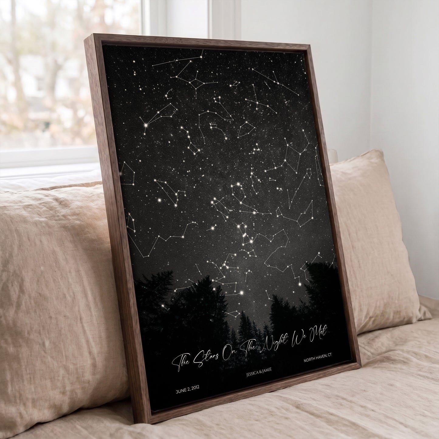 Personalized Star Map Print | Custom Night Sky Poster with Background & Landscape Options