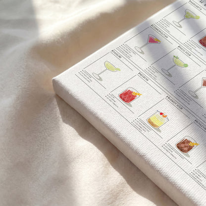 Cocktail Recipes Poster – Illustrated Cocktail Guide (Horizontal Version)