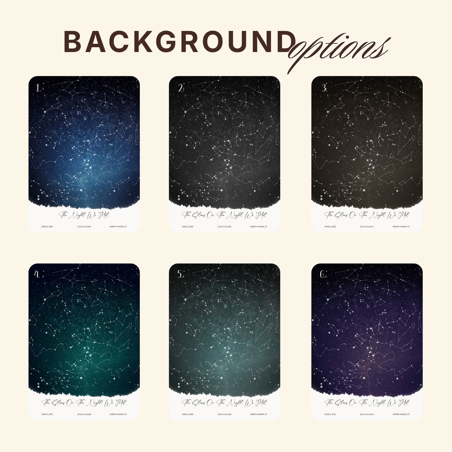 Personalized Star Map Print | Custom Night Sky Poster with Background & Landscape Options