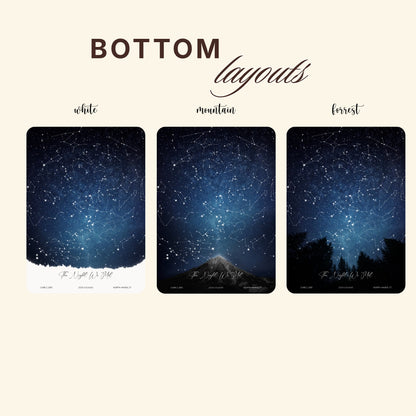 Personalized Star Map Print | Custom Night Sky Poster with Background & Landscape Options