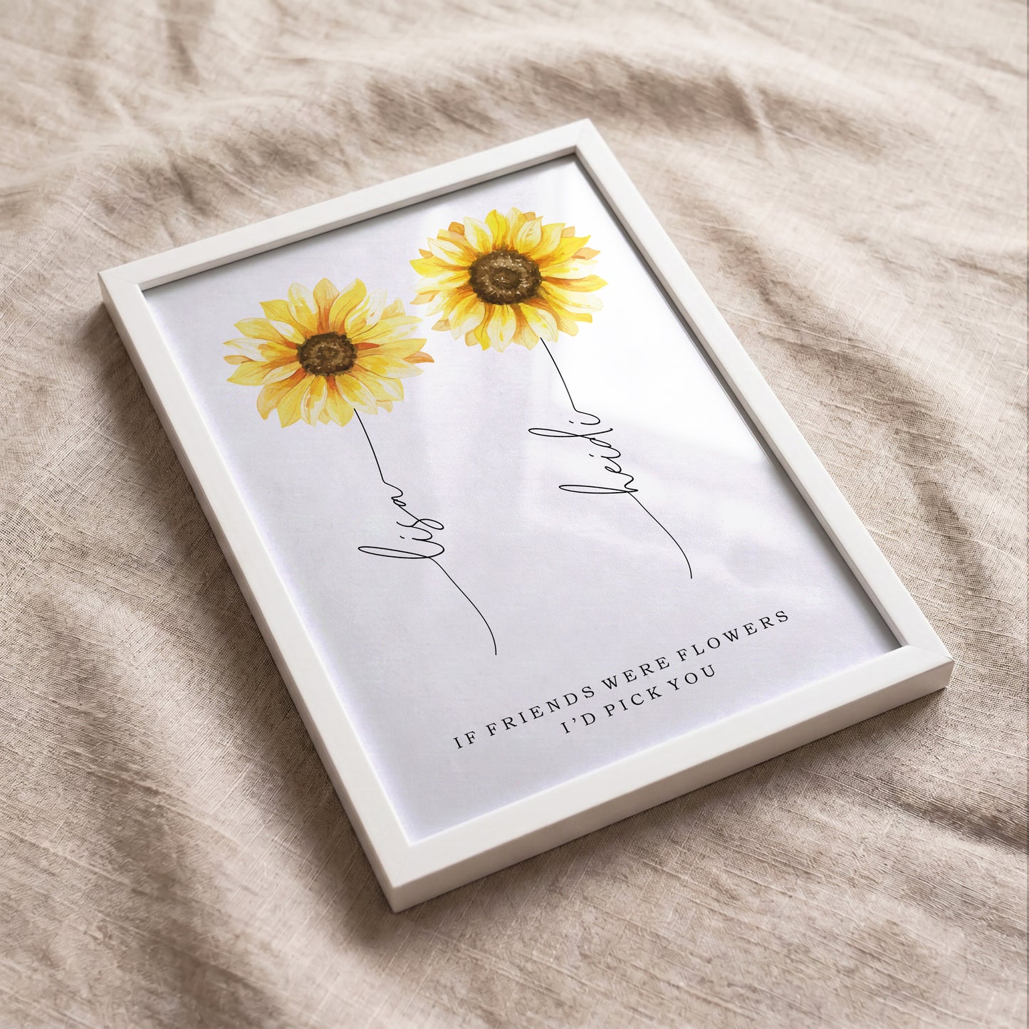 Personalized Sunflower Friends Print | Custom Name Floral Wall Art