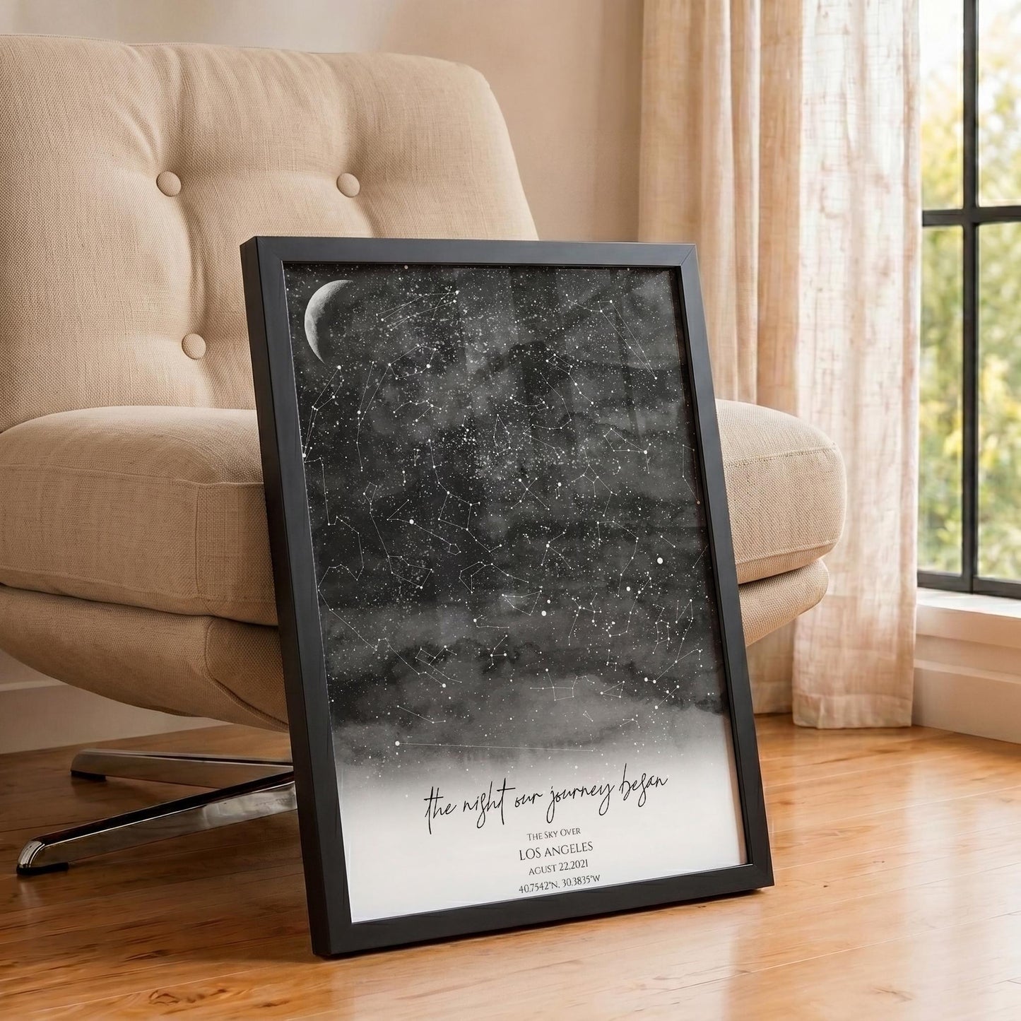 Custom Star Map, Gift for couple, Night sky print, Constellation map, Custom Star Map Easel sign, Custom Wedding Gift Anniversary gift