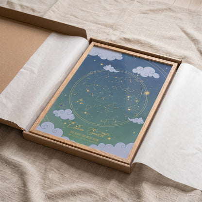 Personalized constellation print for a baby girl's nursery room
