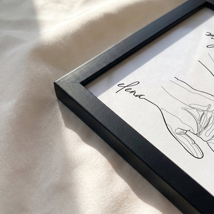 Close-up of the Black framed print corner.