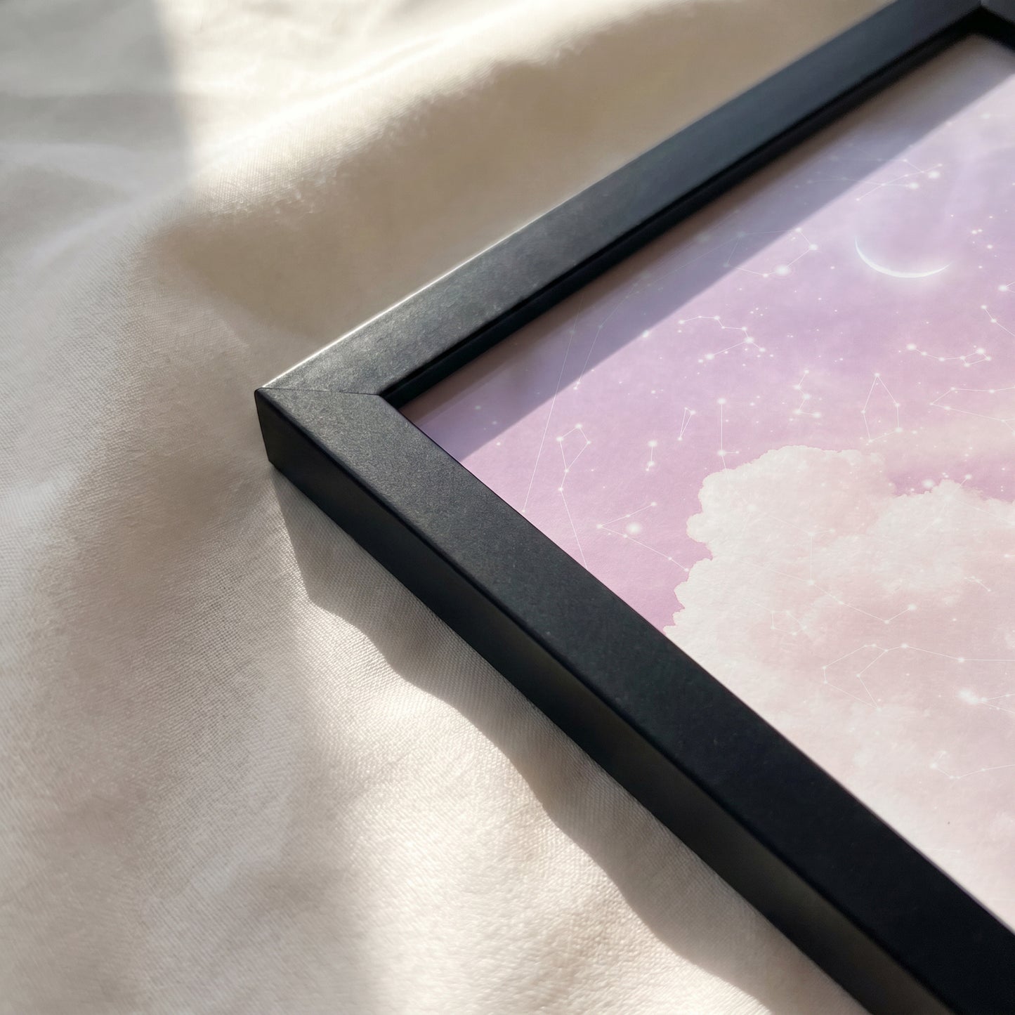 Close-up of the Black framed print corner with premium matte finish.