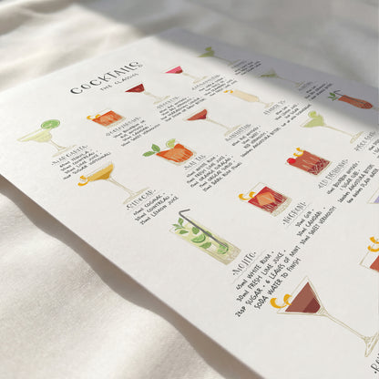 25 Classic Cocktail Recipes Poster – Illustrated Cocktail Guide