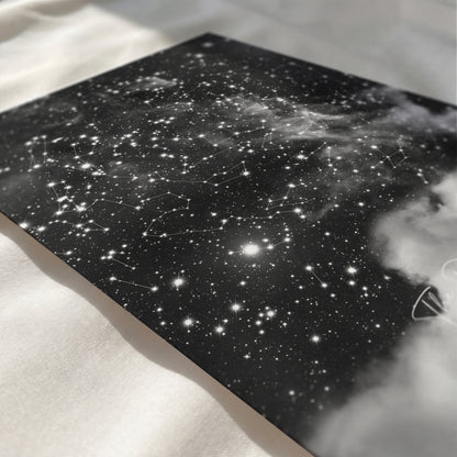Close-up of the premium print quality and constellation details of the personalized custom star map.