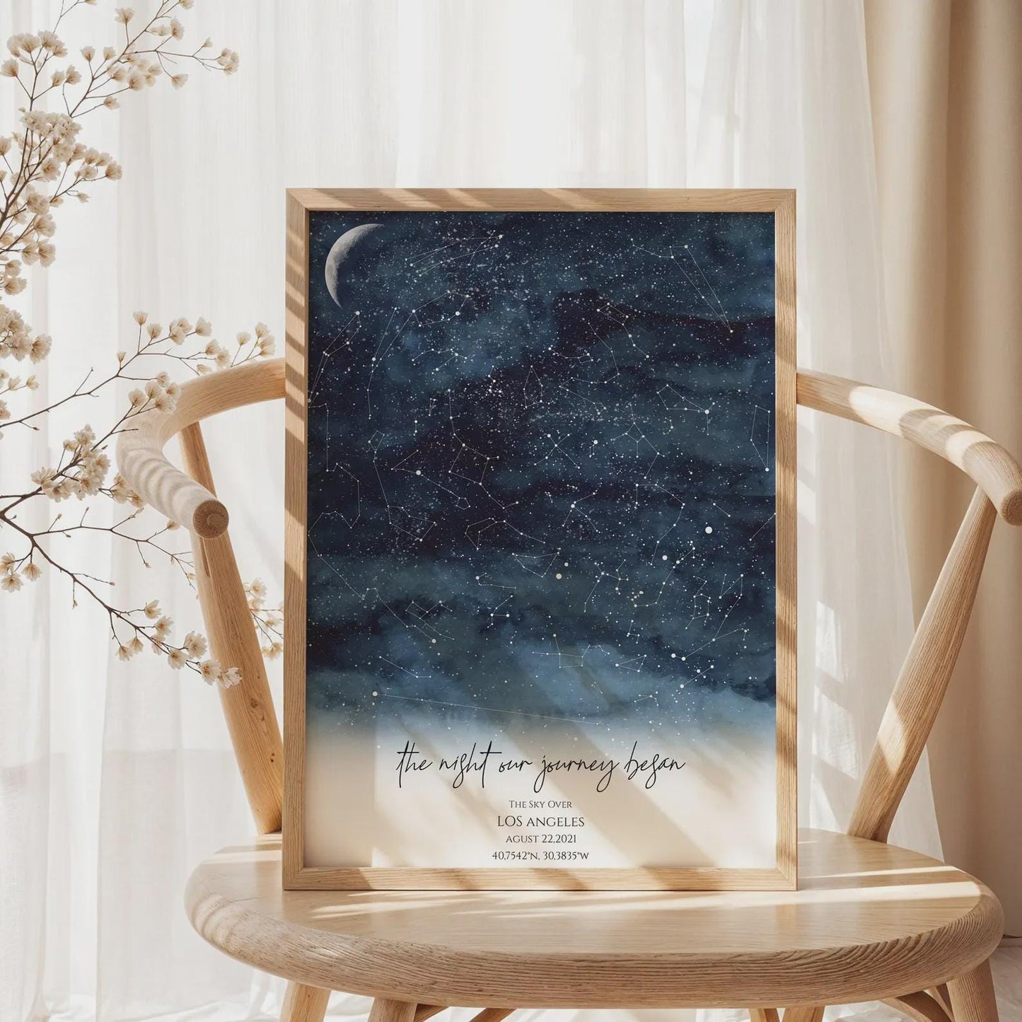 Custom Star Map, Gift for couple, Night sky print, Constellation map, Custom Star Map Easel sign, Custom Wedding Gift Anniversary gift