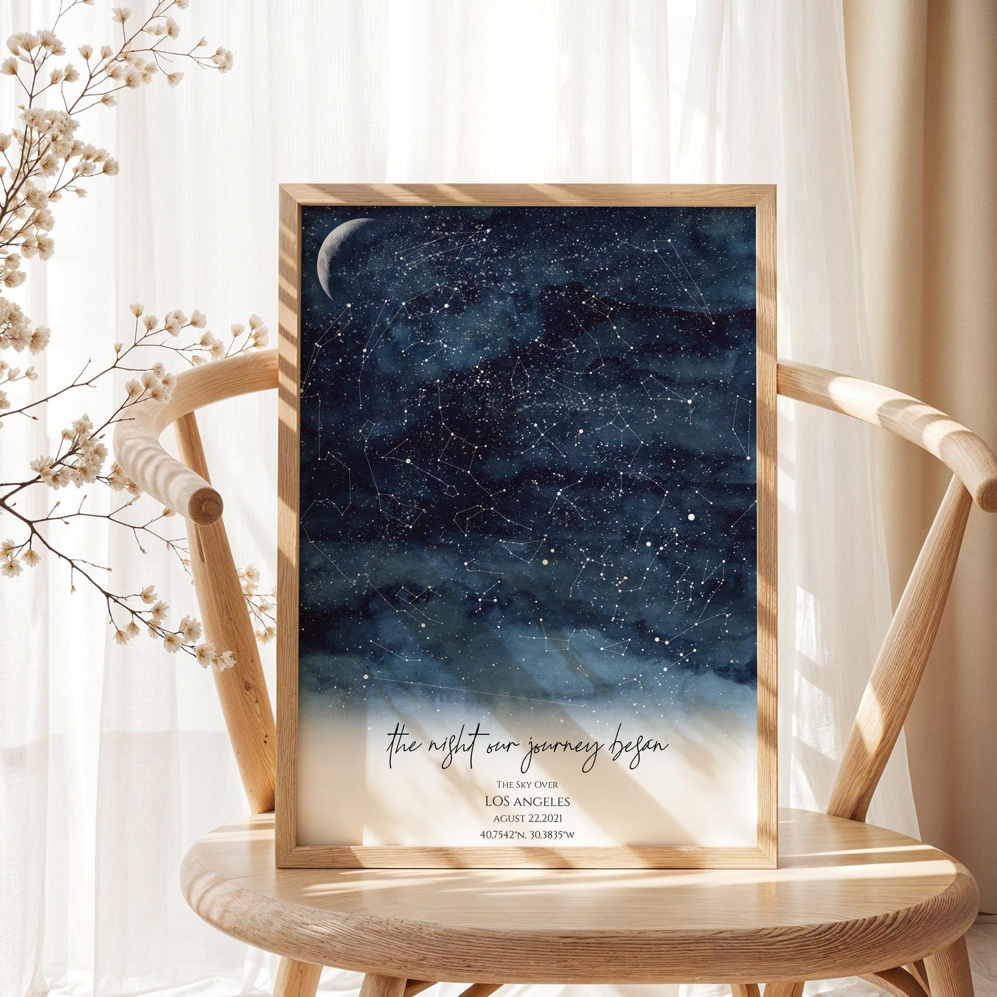 Custom Star Map, Gift for couple, Night sky print, Constellation map, Custom Star Map Easel sign, Custom Wedding Gift Anniversary gift