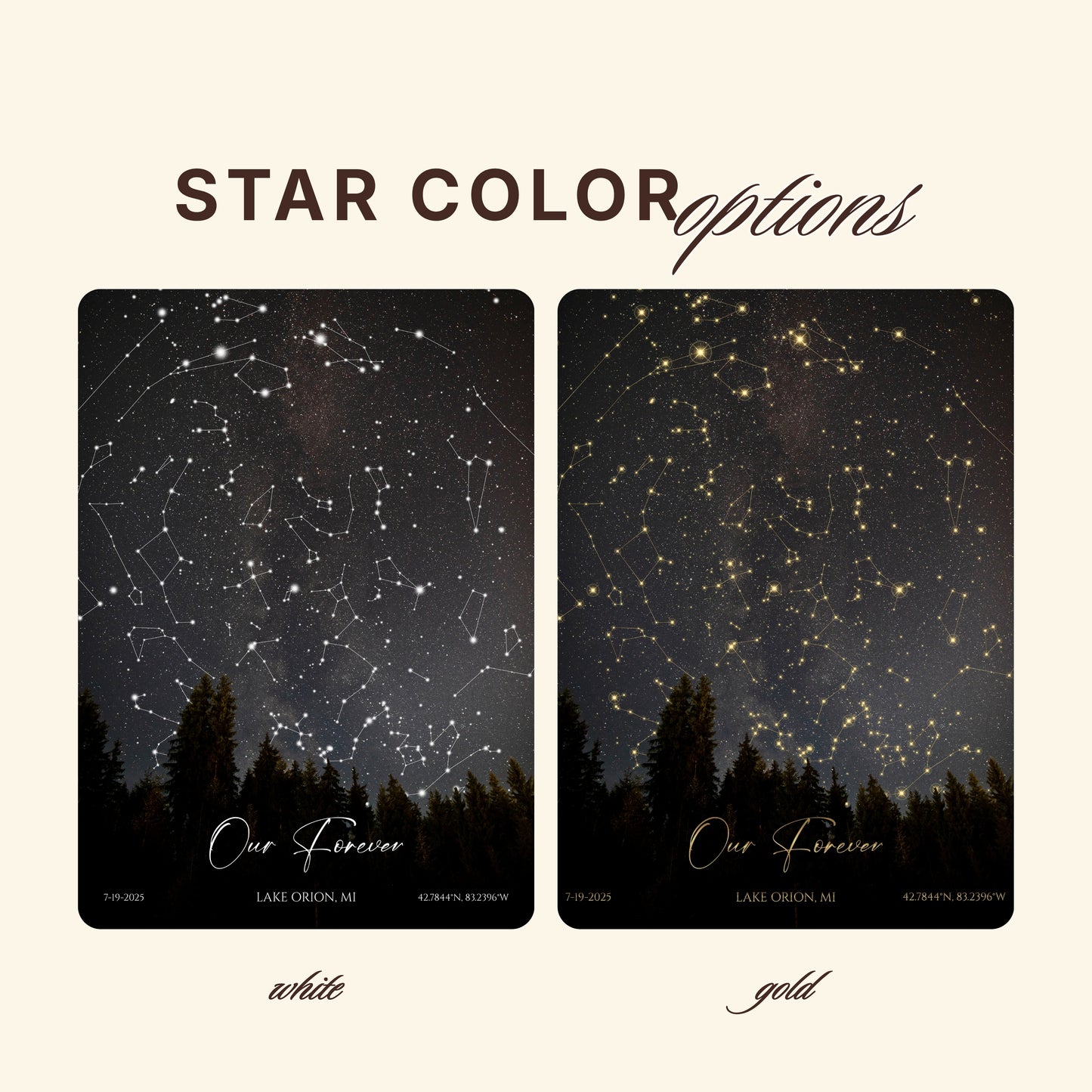 Personalized Forest Star Map | Custom Night Sky Print