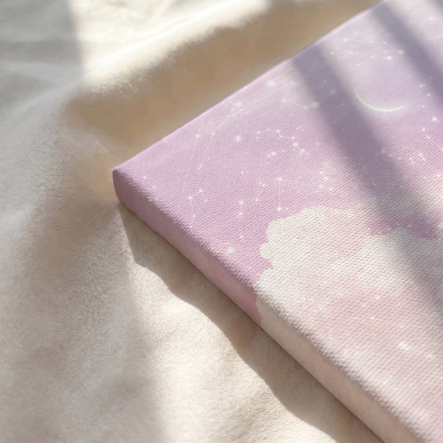 Close-up of the gallery-wrapped canvas edge showing the premium canvas texture.