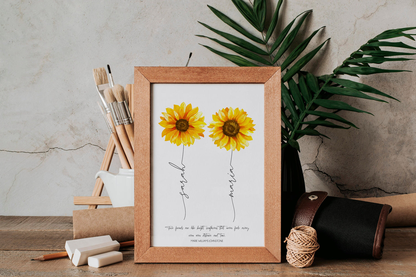 Personalized Friendship Print, Sunflower Custom Best Friend Gift, Long Distance Friendship Gift, Sister Gifts, Family Custom Birthday Gift