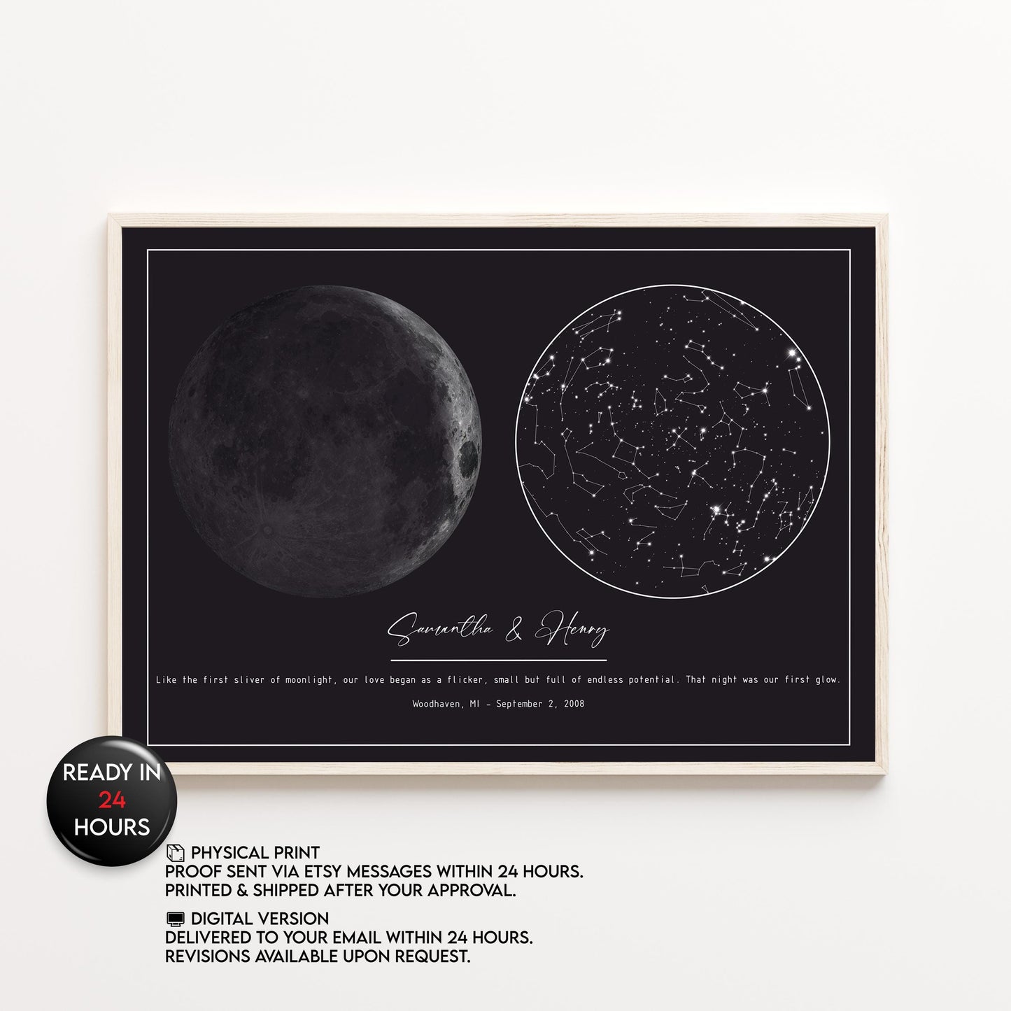Anniversary Star Map with Moon Phase  Fuu54