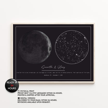 Anniversary Star Map with Moon Phase  Fuu54