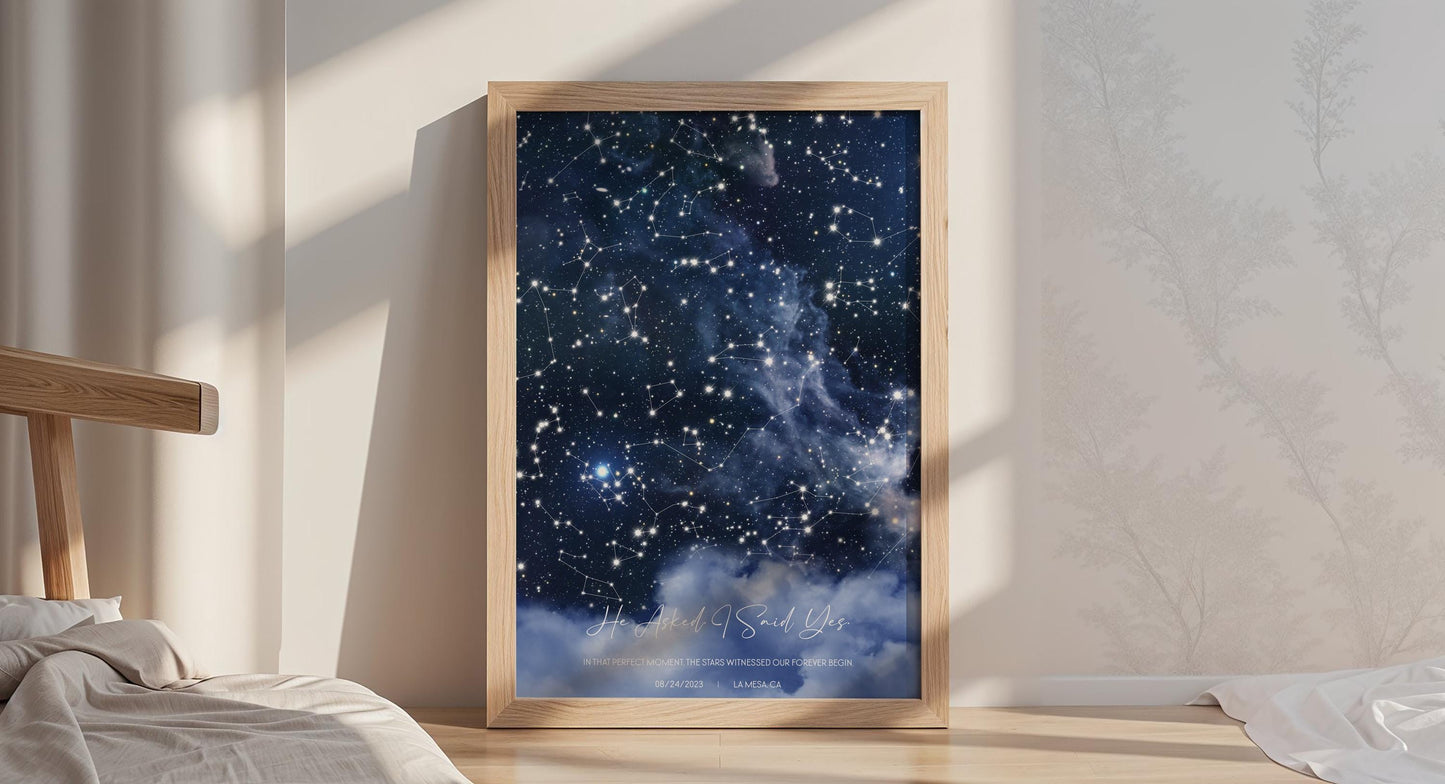 Custom Star Map Print  | Engagement Gift | Personalized Gift for Fiancé Poster | Gift for Fiancée