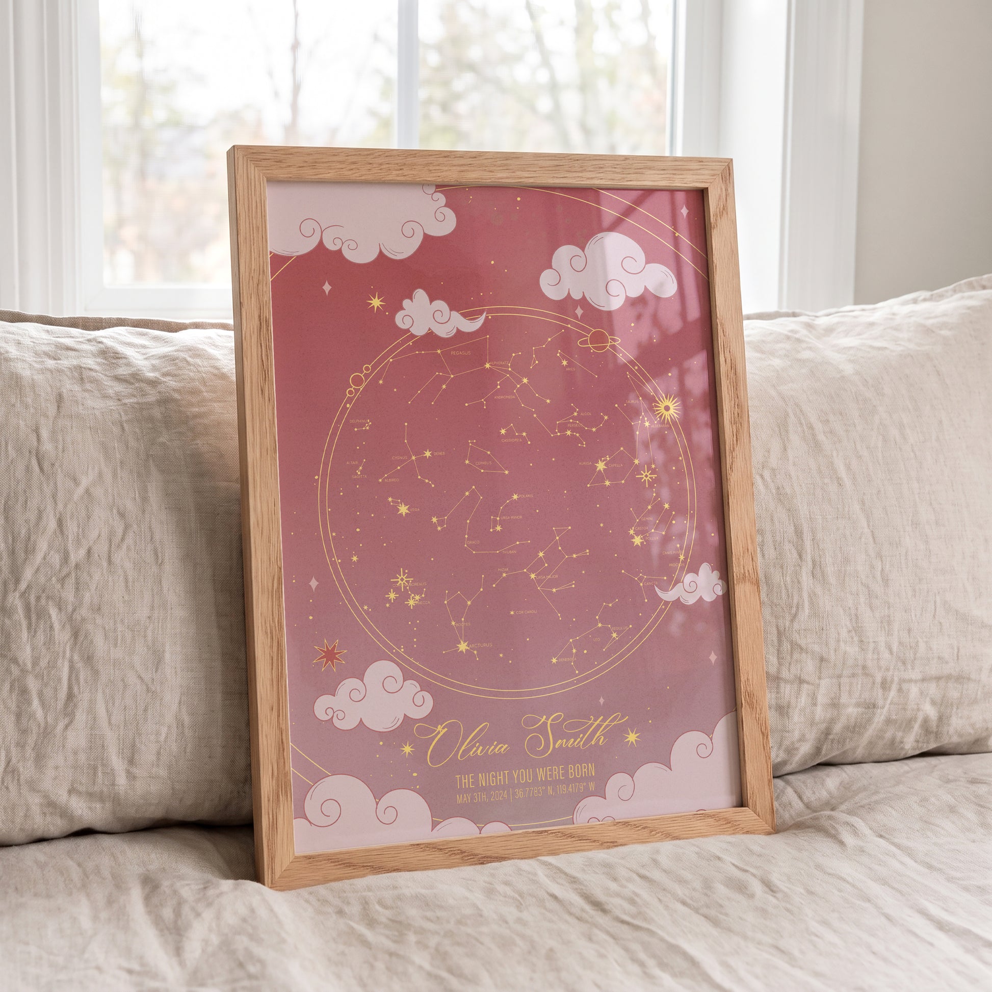 Baby girl night sky print created from real astronomical data