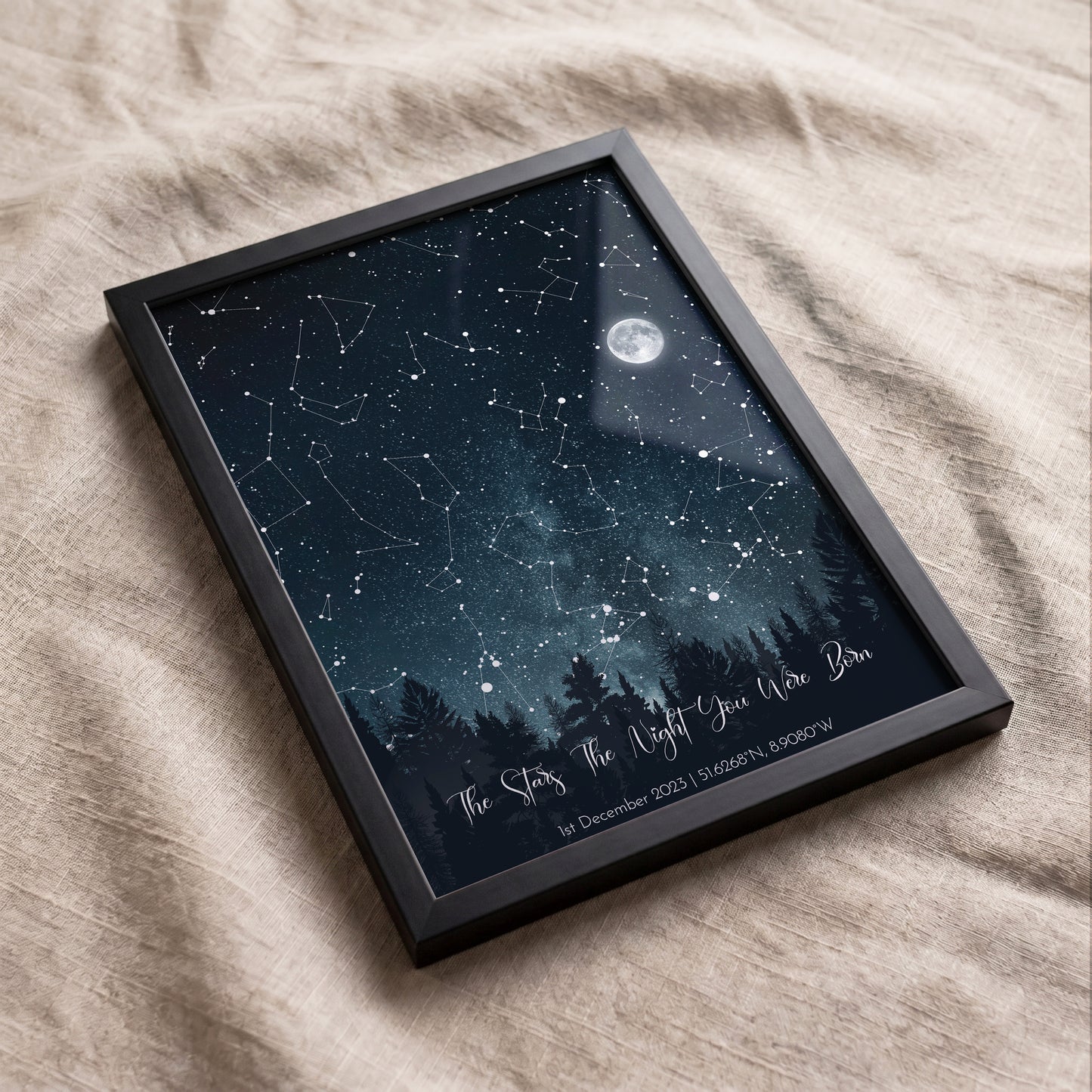 Personalized couple star map featuring your special date