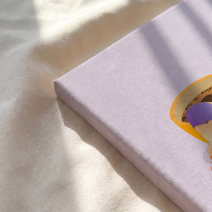 Unframed stretched canvas wrap corner detail for coffee corner wall decor