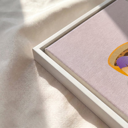 White floating frame canvas detail for funny coffee theme wall art